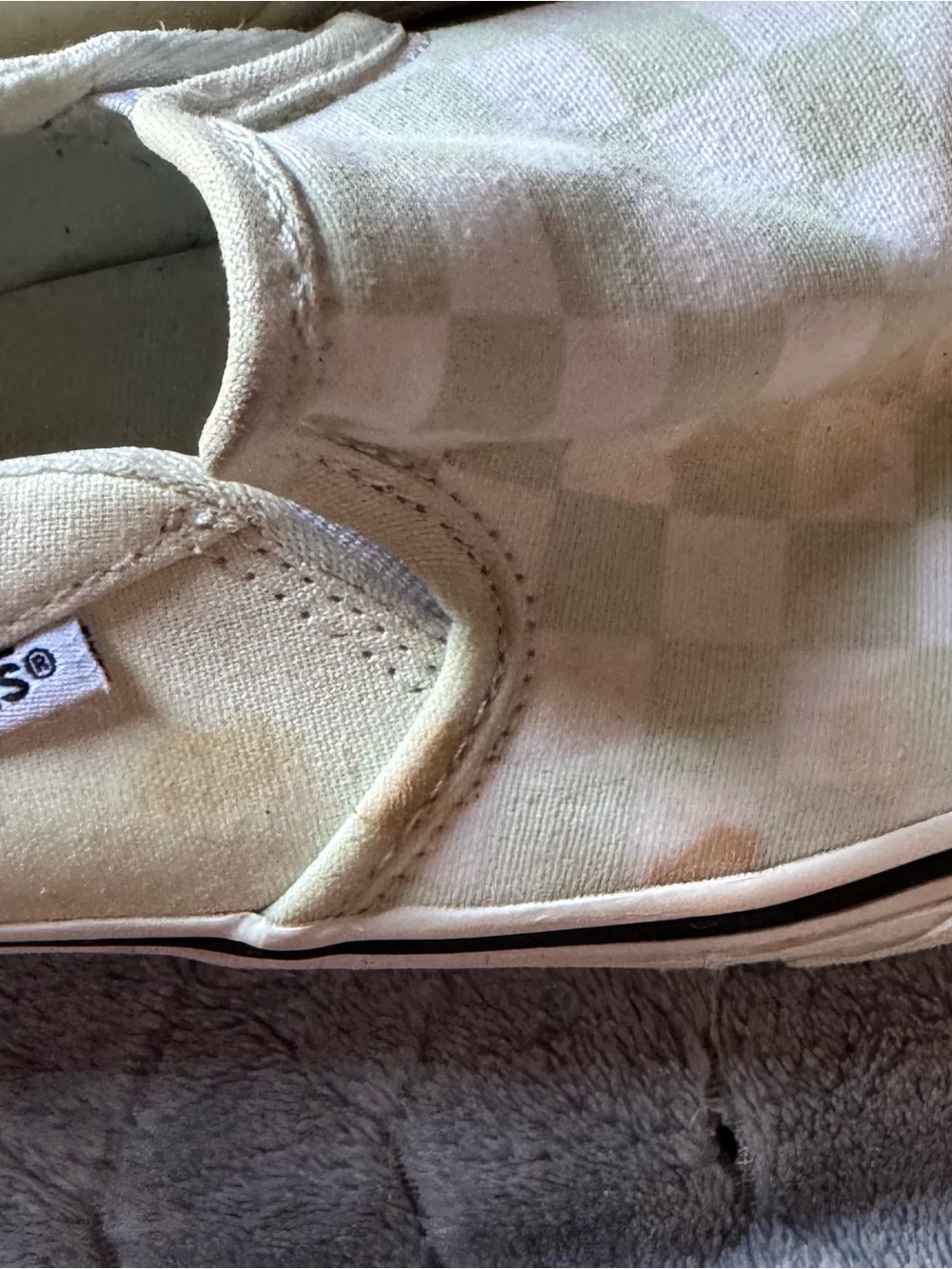 Vans Classic Slip-On Checkerboard Pastel Green Canvas Sneakers Women’s Size 8.5 - Picture 4 of 7